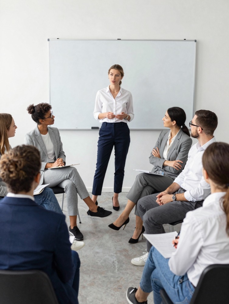 A manager training workshop in progress